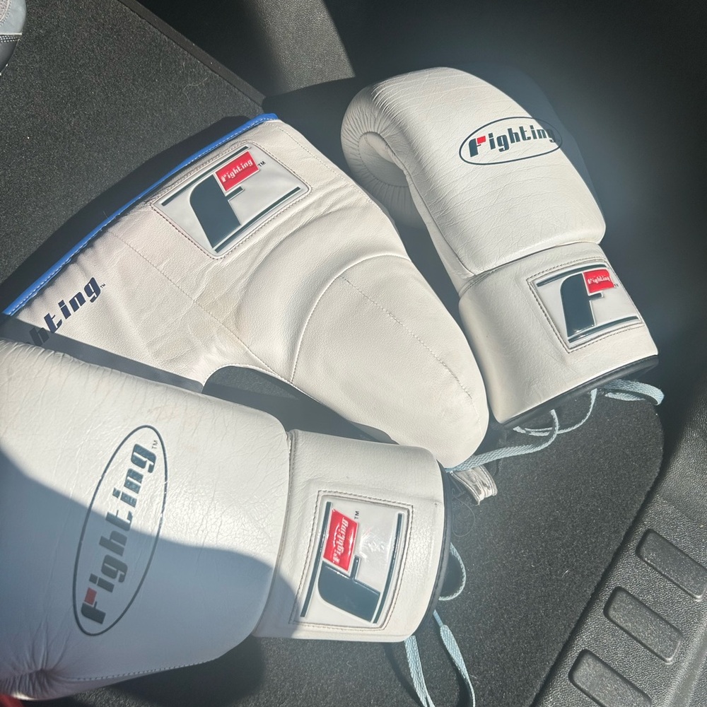 Fighting Sports White Boxing Gloves Set